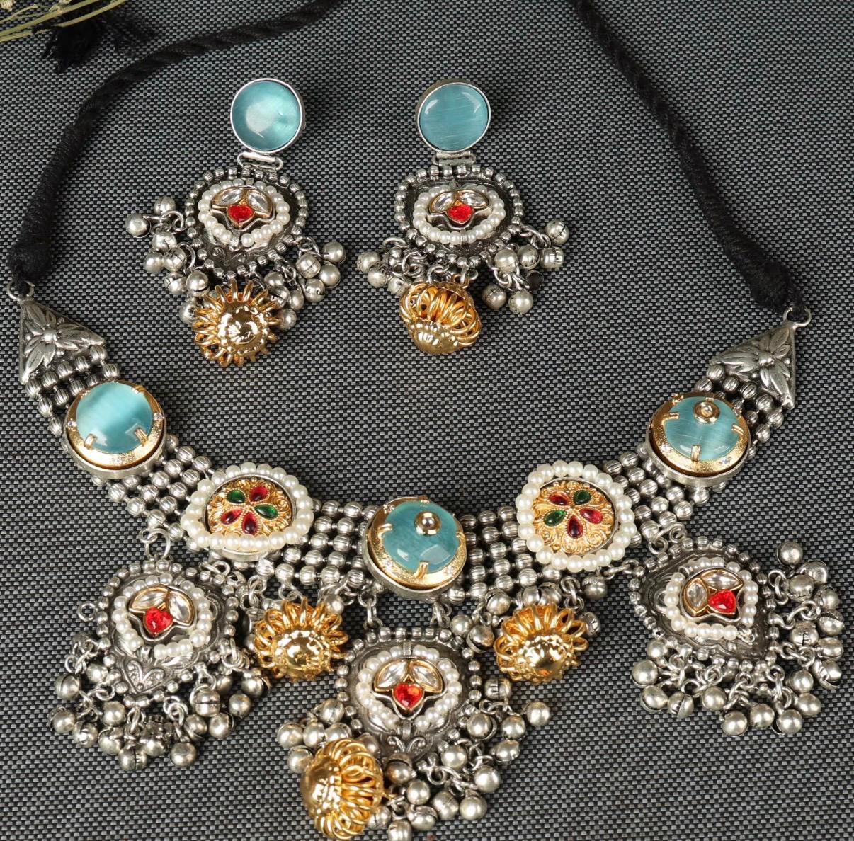 Two Tone Silver Gold Crystal Rhinestone Set